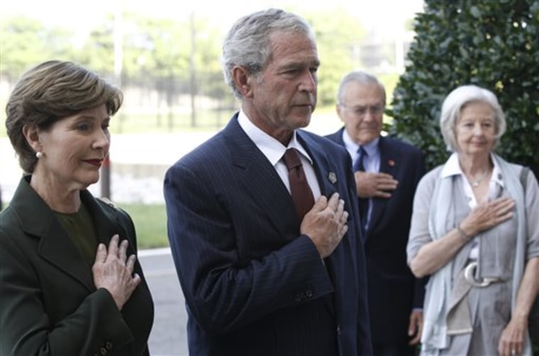 George W. Bush, Donald Rumsfeld, Joyce Rumsfeld, Laura Bush